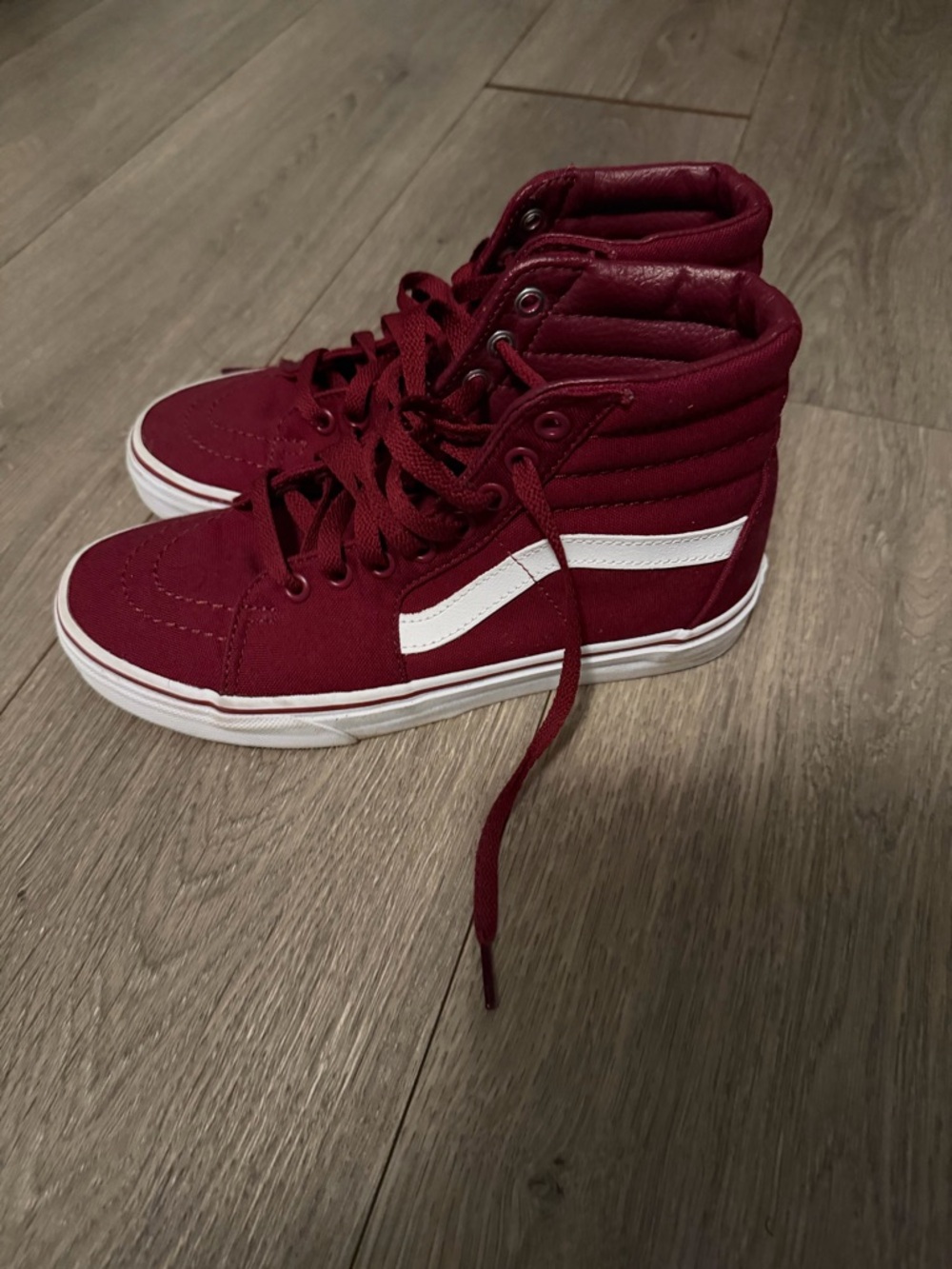 Vans High-Top Sneakers in Burgundy and White